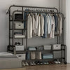 Heavy Duty Double Clothes Rail Cloth Rack Open Wardrobe With Shelves &Shoe Stand