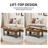 Rustic Wooden Coffee Table with Storage Lift Up Top Coffee Table for Living Room