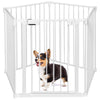 5-panel Metal Baby Pet Playpen Fireplace Fence Safety Fence Lockable Gate White