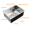 Large Super Deep Single Bowl Square Stainless Steel Kitchen Sink Gctdpvpdnclshif