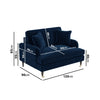 Blue Velvet Loveseat with Saddle Arms Wood Legs Foam Filled Traditional Style