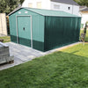 Galvanized Steel Garden Storage Shed Metal Outdoor Bike Shed 12x10ft Doors Base