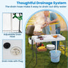 Foldable Fish Cleaning Table 2 in 1 Outdoor Workstation w/ Sink