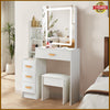 Vanity Table Set LED Mirror Makeup Desk with Storage Dressing Dresser Bedroom
