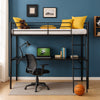 High Sleeper Bunk Bed Loft Cabin Bed Metal Frame Desk Kids Single With LED Black