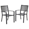 Garden Chair Set of 2 Black Stackable Waterproof Outdoor Dining Chairs Furniture