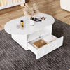 Cloud-Shaped Coffee Table with Drawer and Storage Compartments, White
