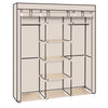 69" Portable Clothes Closet Non-Woven Fabric Wardrobe Double Rod Storage Beige
