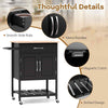 Kitchen Rolling Utility Cart Island Cart 2-Door Storage Cabinet-Black