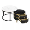 Nesting Coffee Tables Set of 2 Round Stacking Side Tables with Storage Drawers