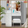 NEW 10 LED Lighted Dressing Table Desk Set With Sliding Mirror and Stool Vanity