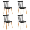 Chic Set of 4 Windsor Dining Chairs Kitchen Armless Side Chairs Black