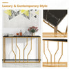 110 cm Modern Entryway Table with Faux Marble Tabletop-Black