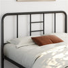 4ft6 Double Bed, Strong Metal-Framed Bed with Headboard, Black Iron Bed Frame