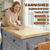 Rolling Kitchen Island Cart with Rubber Wood Top, Spices Grey