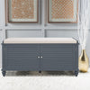 Upholstered Bed End Bench Accent Lounge Sofa Window Seat 2 Doors Storage Cabinet