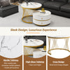 Round Nesting Coffee Table, Set of 2 End Tables with 2 Drawers for Living Room