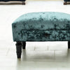 Luxury Blue Deluxe Velvet Ottoman Footstool with Shabby Chic Drawer for Bedroom