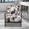 Cow Print Accent Chair Modern Armchair with Walnut Solid Wooden Frame & Armrest