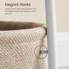 Modern White Round Side Table with Beige Storage Basket – Space-Saving & Stylish