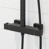 Modern Thermostatic Mixer Shower Set Square Black Finish Twin Head Exposed Valve