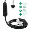 13A EV Charging Cable Type 2 UK Plug 3 Pin Electric Vehicle Car Charger Portable