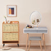 LED Lighted Modern Dressing Table Set Mirror Vanity Table 2 Drawer with Stool