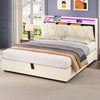 Ottoman Storage Upholstered 4ft6 Double Bed Frame with Storage Headboard Beige