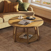 Round Coffee Table, 2-Tier Wooden Center Table with Storage for Living Room 31.5