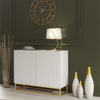 Modern Sideboard I 100cm I White I Fluted Fronts I Gold Legs I Storage Cabinet