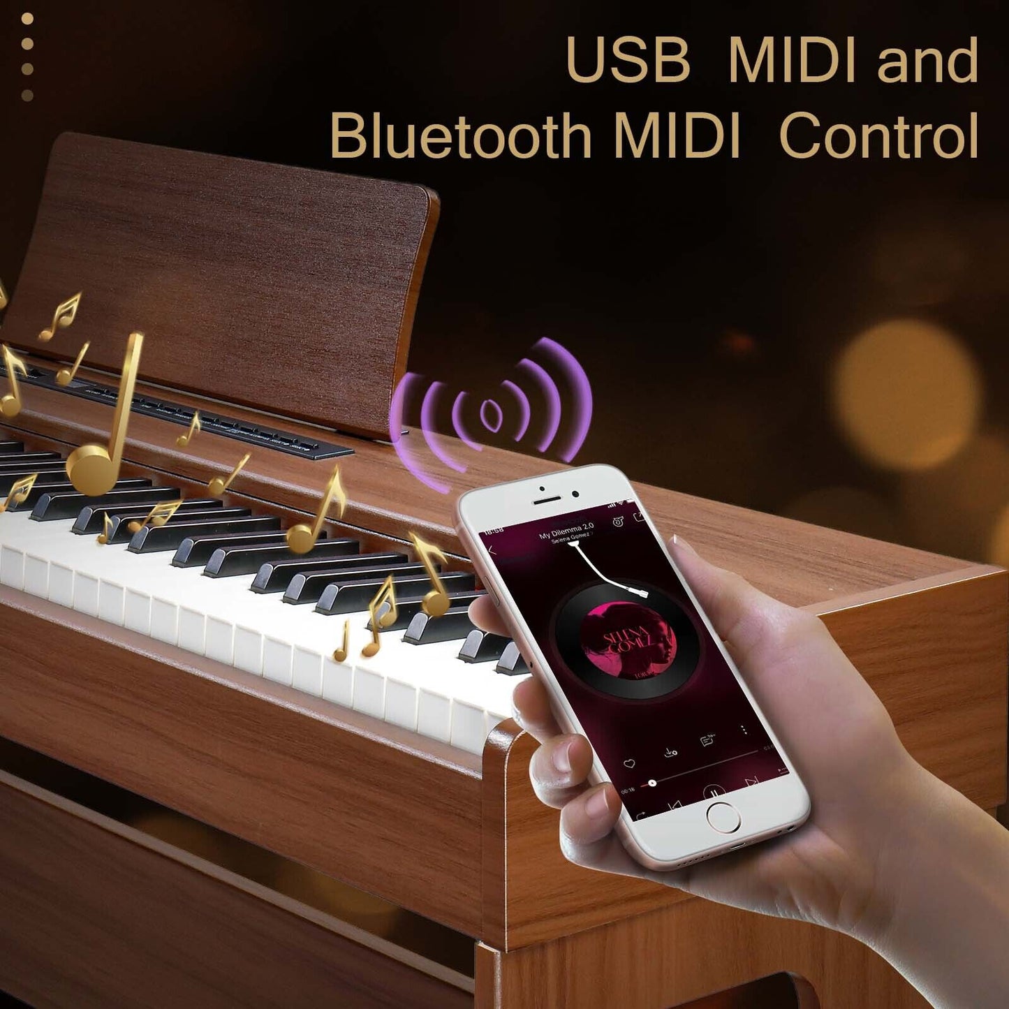 Bluetooth 88 keys Digital Piano Full Weighted E-Piano with Stand Pedal Headphone