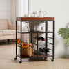 Industrial Glass Drinks Trolley Rustic Shelf Metal Cart Kitchen Serving Table UK