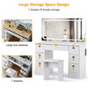 White Dressing Table Wood Makeup Desk with LED Mirror 7 Drawers Stool Bedroom