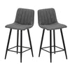 Grey Bar Stools X2 Faux Leather Pub Chairs With Footrest Kitchen Furniture