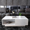 Wooden Coffee Table With Storage Drawer Shelf Living Room Furniture Multipurpose