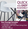 Dining Table Set, Small Round White Marble Effect Kitchen Table & 2 Grey Chairs