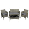 4Piece Rattan Garden Furniture Set Outdoor Lounger Sofa Chair Table Cushion Grey