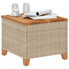 Garden Table Outdoor Dining Beige Poly Rattan Acacia Wood