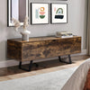 Industrial Wooden Ottoman Storage Bench Seat with Steel Legs Hallway Bedroom