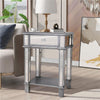 Accent Silver Mirrored End Table Bedroom Living Coffee Side Table Desk w/ Drawer