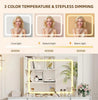 White Dressing Table with LED Lights Mirror Stool Drawers Vanity Makeup Desk Set