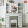 Dressing Table Makeup Vanity Desk Bedroom w/ Drawer&Mirror&Stool&10 LED Lights