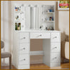 White Dressing Table with LED Mirror Modern Makeup Desk Vanity Table Set Bedroom