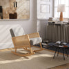 Modern Natural Solid Wood Armchair Rocking Chair Bohemia Rattan Arm Frame Sofa