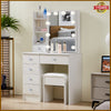 Vanity Table Stool Set Dressing Table With Mirror Drawers Makeup Desk Bedroom