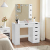 Modern LED Lights Dressing Table 6 Drawer Makeup Vanity w/ Large Mirror Set Desk