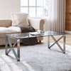 Tempered Glass Tea Coffee Table Rectangular Living Room End Table Chrome Base UK