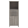 Bathroom Cabinet Grey Oak Single Door Wooden Cupboard Storage Rack Furniture UK