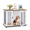 Wooden Puppy Cage Furniture Style Dog Crate End Table Pet Kennel House w/ Doors