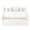 Platform Bed with Drawers & Bookcase 3ft Single Bed Household Bed 90x190, White